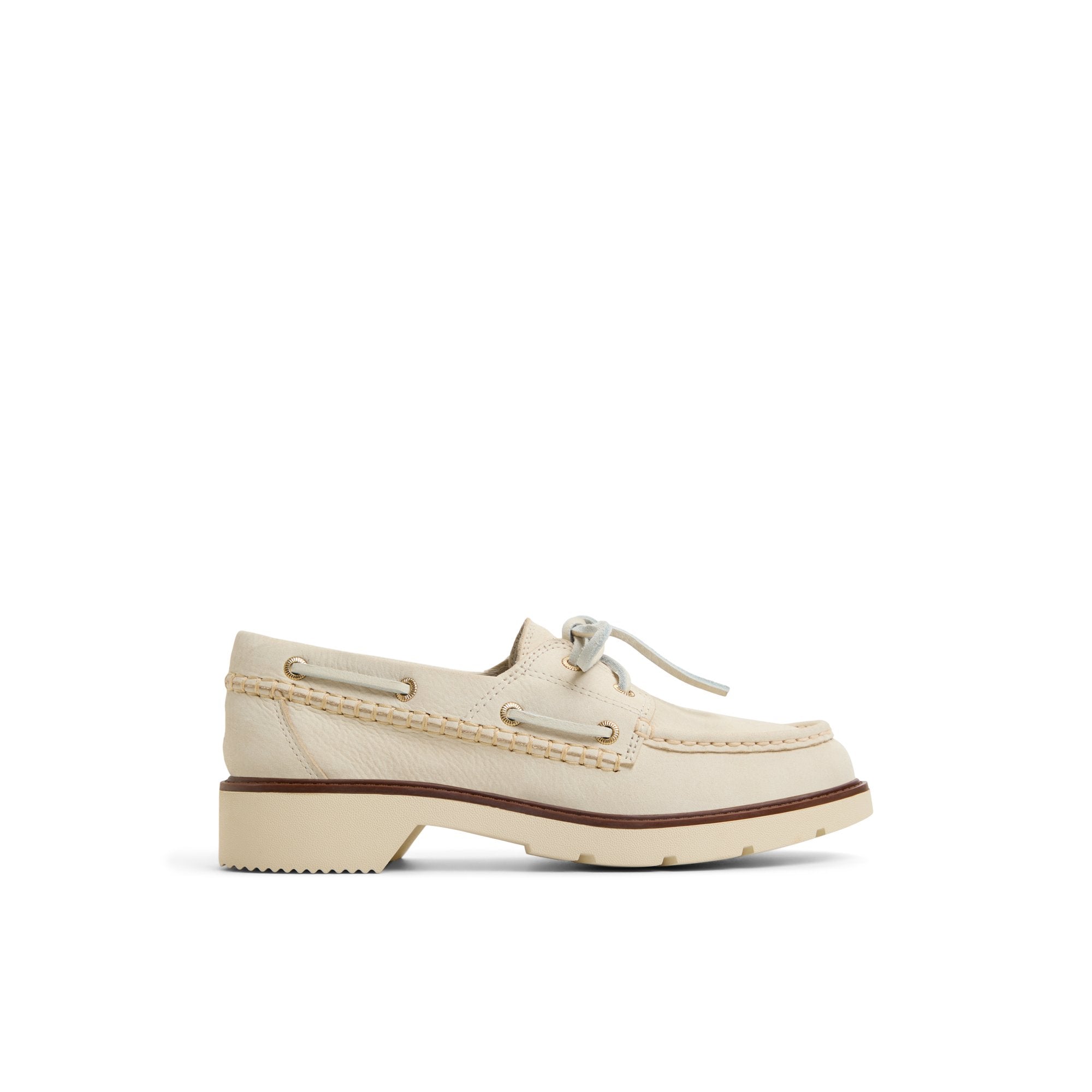 Wells boat Cream Women's Leather